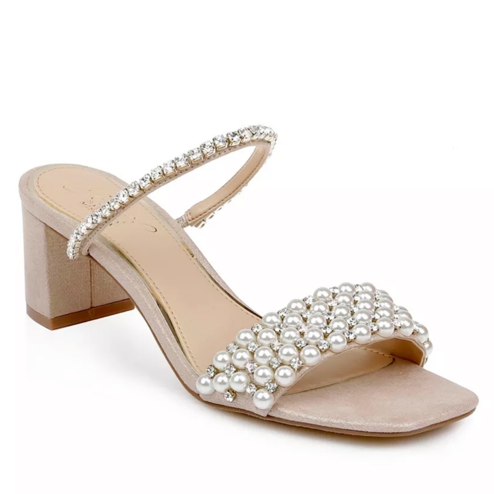 Jewel Badgley Mischka Orsen Embellished Slide Sandals